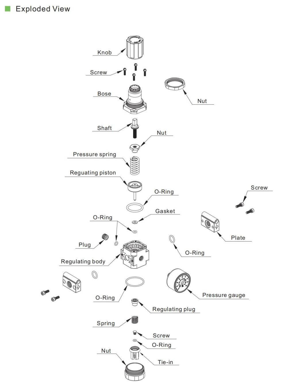 air regulator valve dimensions пневматический клапан регулятора воздуха