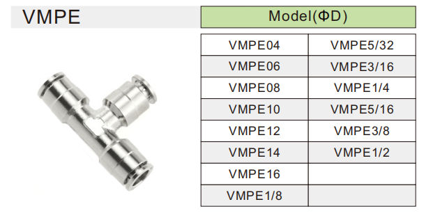 Пневматический фитинг из латуни VMPE