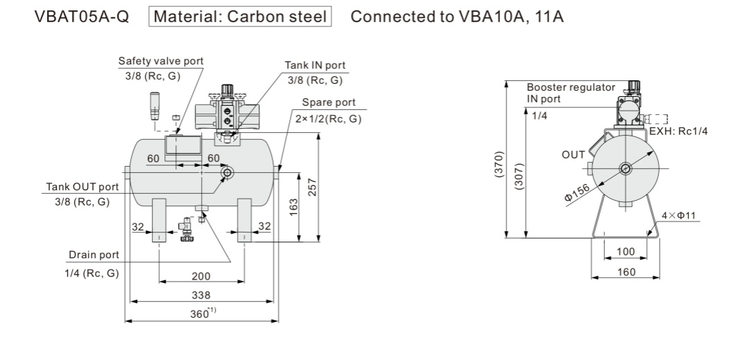 VBAT05A-Q Размеры
